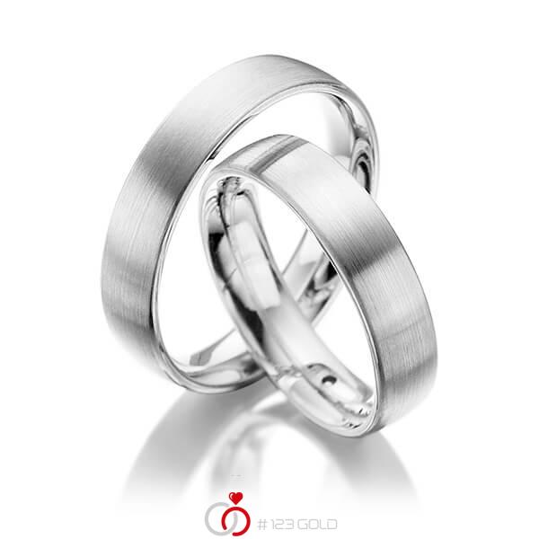 Paar klassische Trauringe/Eheringe in Weißgold 585 - NP-1051-5 Paar klassische Trauringe/Eheringe in Weißgold 585 - NP-1051-5