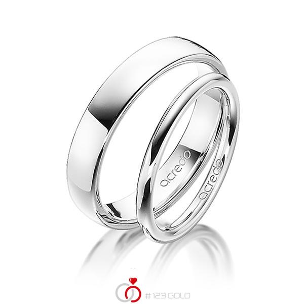 Paar klassische Trauringe/Eheringe in Weissgold 585 von acredo - A-1369-1 Paar klassische Trauringe/Eheringe in Weissgold 585 von acredo - A-1369-1