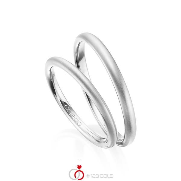 Paar klassische Trauringe/Eheringe in Weissgold 585 von acredo - A-1375-5 Paar klassische Trauringe/Eheringe in Weissgold 585 von acredo - A-1375-5