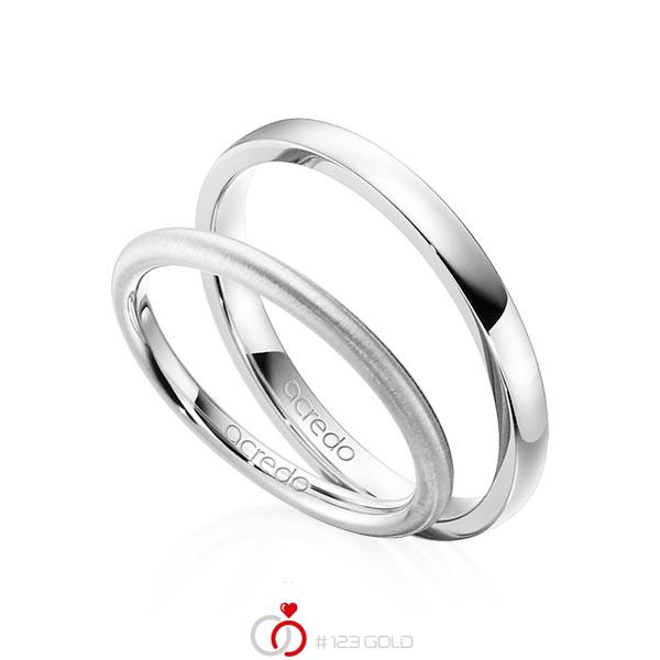Paar klassische Trauringe/Eheringe in Weissgold 585 von acredo - A-1382-8 Paar klassische Trauringe/Eheringe in Weissgold 585 von acredo - A-1382-8