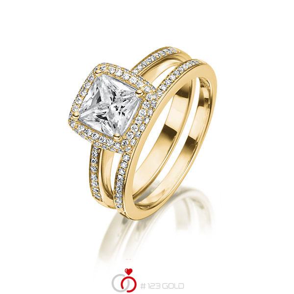 Ring Set In Geelgoud 18 Kt Met 0 7 Ct In Totaal 0 32 Ct Princess Diamant Tw Vs Van Steinberg