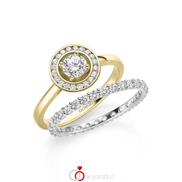Ring-Set in Gelbgold 585 mit 0,4 ct. + zus. 0,78 ct. Brillant tw, si von acredo - A-2154-8 Ring-Set in Gelbgold 585 mit 0,4 ct. + zus. 0,78 ct. Brillant tw, si von acredo - A-2154-8