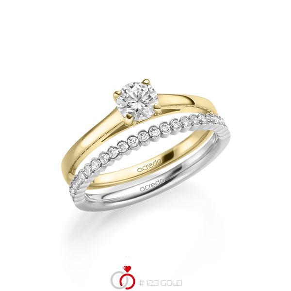 Ring-Set in Gelbgold 585 mit 0,5 ct. + zus. 0,24 ct. Brillant tw, si von acredo - A-2150-8 Ring-Set in Gelbgold 585 mit 0,5 ct. + zus. 0,24 ct. Brillant tw, si von acredo - A-2150-8