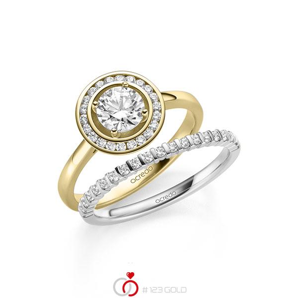 Ring-Set in Gelbgold 585 mit 0,7 ct. + zus. 0,386 ct. Brillant tw, si tw, vs von acredo - A-2155-8 Ring-Set in Gelbgold 585 mit 0,7 ct. + zus. 0,386 ct. Brillant tw, si tw, vs von acredo - A-2155-8