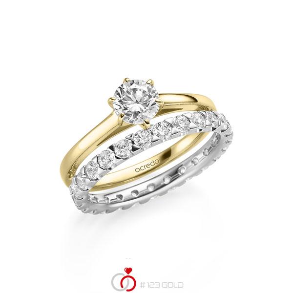 Ring-Set in Gelbgold 585 mit 0,7 ct. + zus. 1,3 ct. Brillant tw, si von acredo - A-2151-8 Ring-Set in Gelbgold 585 mit 0,7 ct. + zus. 1,3 ct. Brillant tw, si von acredo - A-2151-8
