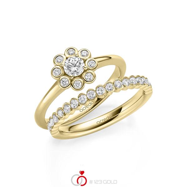 Ring-Set in Gelbgold 585 mit zus. 0,75 ct. Brillant tw, si von acredo - A-2156-2 Ring-Set in Gelbgold 585 mit zus. 0,75 ct. Brillant tw, si von acredo - A-2156-2