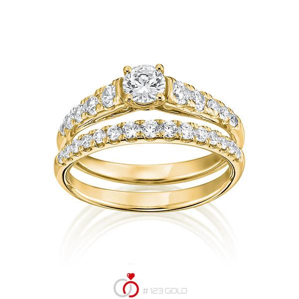 Ring-Set in Gelbgold 750 mit zus. 0,97 ct. Brillant tw, vs von Steinberg - Q-1425-6 Ring-Set in Gelbgold 750 mit zus. 0,97 ct. Brillant tw, vs von Steinberg - Q-1425-6