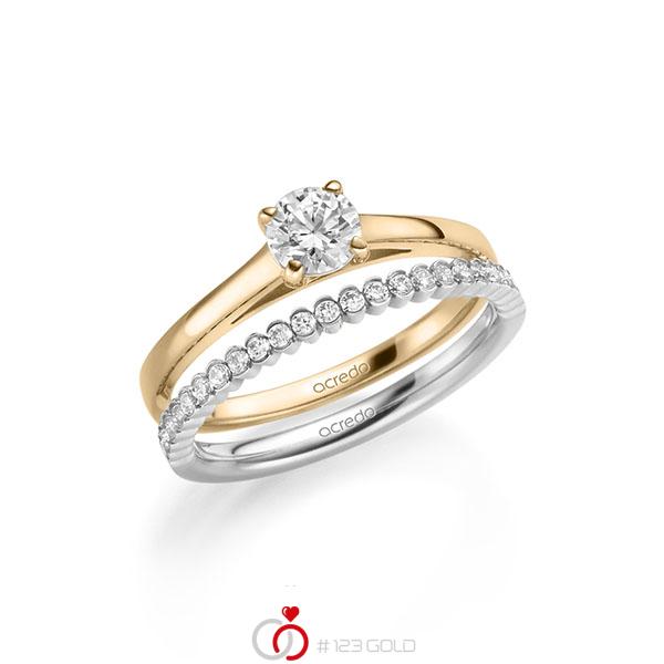 Ring-Set in Roségold 585 mit 0,5 ct. + zus. 0,24 ct. Brillant tw, si von acredo - A-2150-10 Ring-Set in Roségold 585 mit 0,5 ct. + zus. 0,24 ct. Brillant tw, si von acredo - A-2150-10