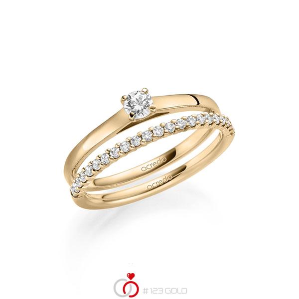 Ring-Set in Roségold 585 mit zus. 0,36 ct. Brillant tw, si von acredo - A-2123-4 Ring-Set in Roségold 585 mit zus. 0,36 ct. Brillant tw, si von acredo - A-2123-4