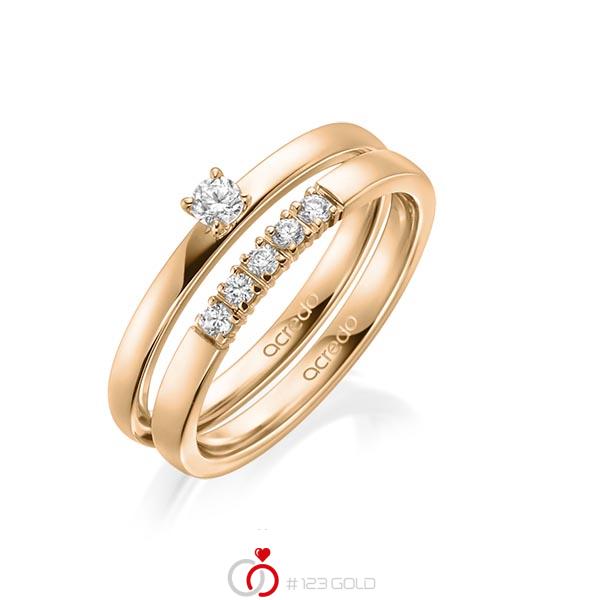 Ring-Set in Roségold 750 mit zus. 0,25 ct. Brillant tw, si tw, vs von acredo - A-1994-11 Ring-Set in Roségold 750 mit zus. 0,25 ct. Brillant tw, si tw, vs von acredo - A-1994-11