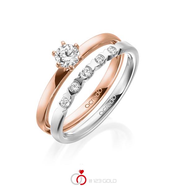 Ring Set In Rotgold 585 Mit 0 3 Ct Zus 0 1 Ct Brillant Tw Vs