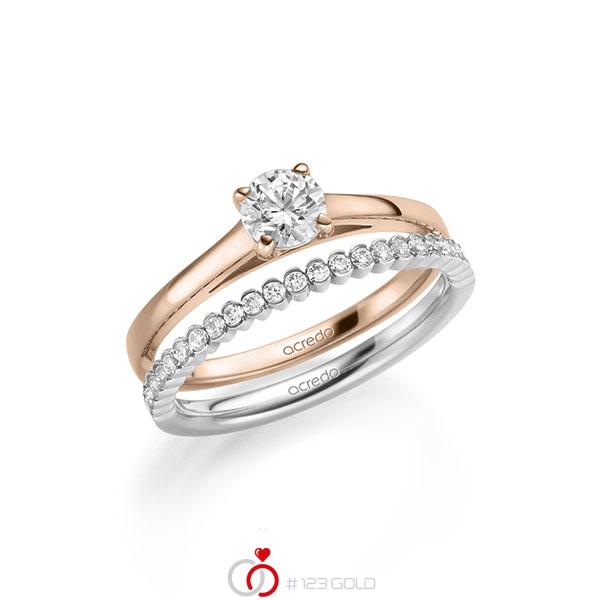 Ring-Set in Rotgold 585 mit 0,5 ct. + zus. 0,24 ct. Brillant tw, si von acredo - A-2150-9 Ring-Set in Rotgold 585 mit 0,5 ct. + zus. 0,24 ct. Brillant tw, si von acredo - A-2150-9