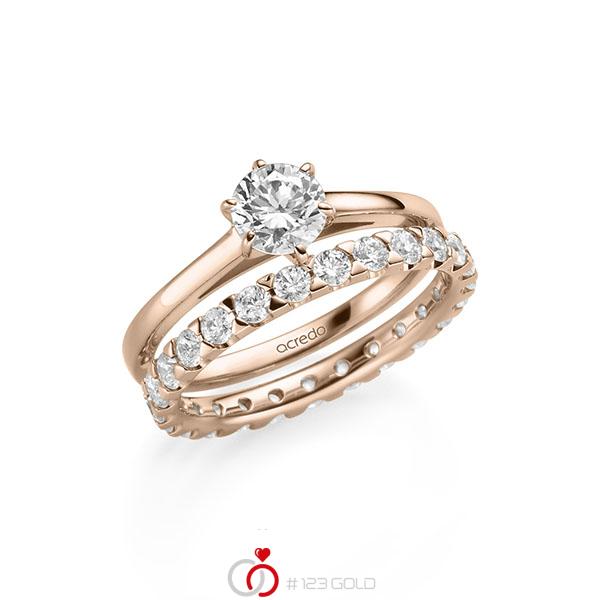 Ring-Set in Rotgold 585 mit 0,7 ct. + zus. 1,3 ct. Brillant tw, si von acredo - A-2151-3 Ring-Set in Rotgold 585 mit 0,7 ct. + zus. 1,3 ct. Brillant tw, si von acredo - A-2151-3