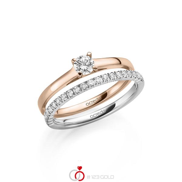 Ring-Set in Rotgold 585 mit zus. 0,47 ct. Brillant tw, si tw, vs von acredo - A-2149-9 Ring-Set in Rotgold 585 mit zus. 0,47 ct. Brillant tw, si tw, vs von acredo - A-2149-9
