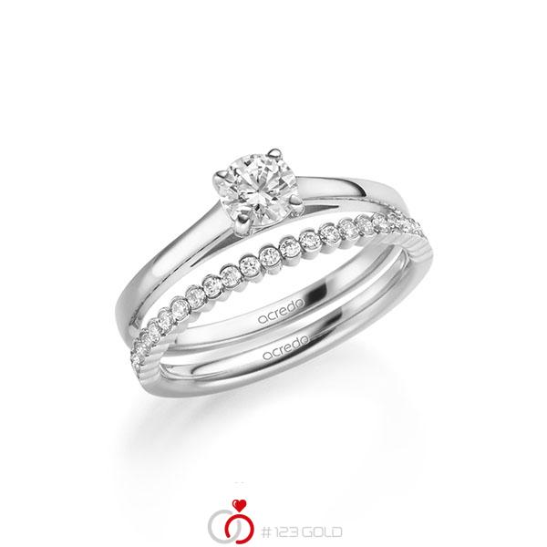 Ring-Set in Weißgold 585 mit 0,5 ct. + zus. 0,24 ct. Brillant tw, si von acredo - A-2150-1 Ring-Set in Weißgold 585 mit 0,5 ct. + zus. 0,24 ct. Brillant tw, si von acredo - A-2150-1