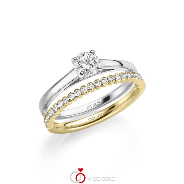 Ring-Set in Weißgold 585 mit 0,5 ct. + zus. 0,24 ct. Brillant tw, si von acredo - A-2150-5 Ring-Set in Weißgold 585 mit 0,5 ct. + zus. 0,24 ct. Brillant tw, si von acredo - A-2150-5