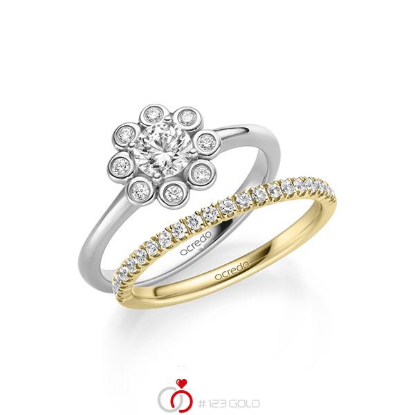 Ring-Set in Weißgold 585 mit 0,5 ct. + zus. 0,34 ct. Brillant tw, si tw, vs von acredo - A-2157-5 Ring-Set in Weißgold 585 mit 0,5 ct. + zus. 0,34 ct. Brillant tw, si tw, vs von acredo - A-2157-5