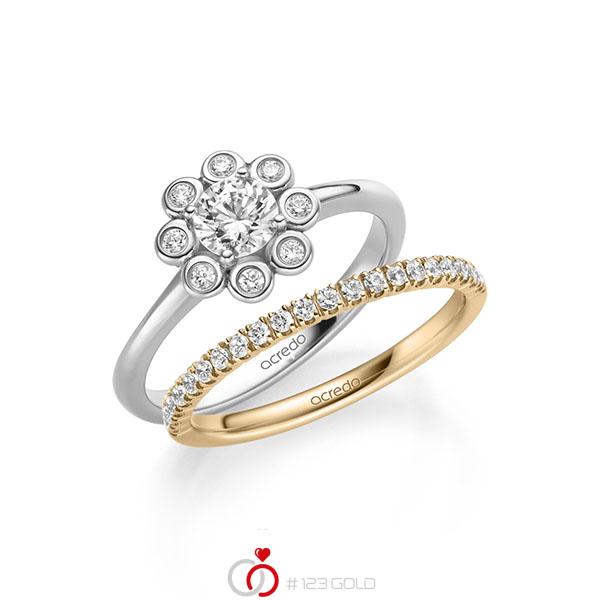 Ring-Set in Weißgold 585 mit 0,5 ct. + zus. 0,34 ct. Brillant tw, si tw, vs von acredo - A-2157-7 Ring-Set in Weißgold 585 mit 0,5 ct. + zus. 0,34 ct. Brillant tw, si tw, vs von acredo - A-2157-7