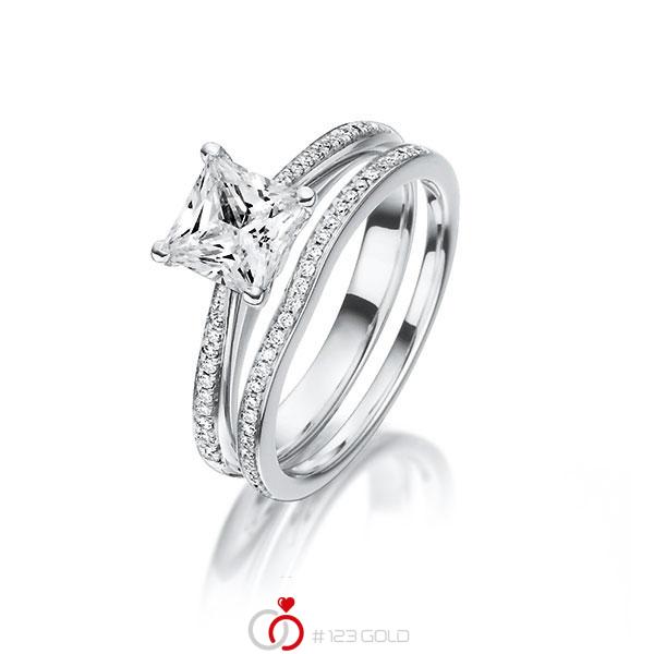 Ring Set In Witgoud 18 Kt Met 0 7 Ct In Totaal 0 15 Ct Princess Diamant Tw Vs Van Steinberg