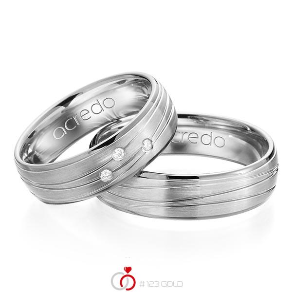Set Bicolor trouwringen in dark grey gold 14 kt. witgoud 14 kt. met in totaal 0,045 ct. Briljant tw/si van acredo - A-1157-8 Set Bicolor trouwringen in dark grey gold 14 kt. witgoud 14 kt. met in totaal 0,045 ct. Briljant tw/si van acredo - A-1157-8