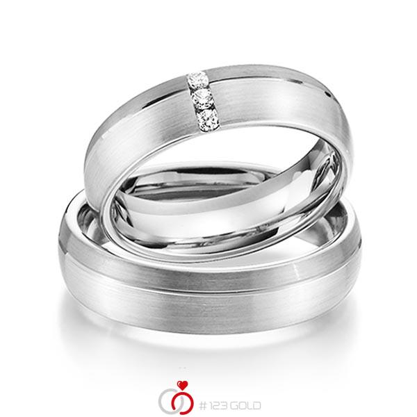Set Bicolor trouwringen in dark grey gold 14 kt. witgoud 14 kt. met in totaal 0,075 ct. Briljant tw/si van Steinberg - Q-1338-16 Set Bicolor trouwringen in dark grey gold 14 kt. witgoud 14 kt. met in totaal 0,075 ct. Briljant tw/si van Steinberg - Q-1338-16