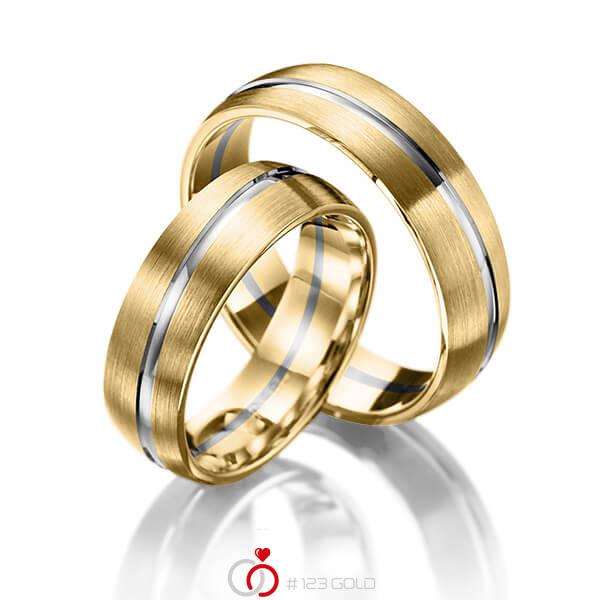 Set Bicolor trouwringen in geelgoud 14 kt. grijsgoud 14 kt. - NP-1045-6 Set Bicolor trouwringen in geelgoud 14 kt. grijsgoud 14 kt. - NP-1045-6