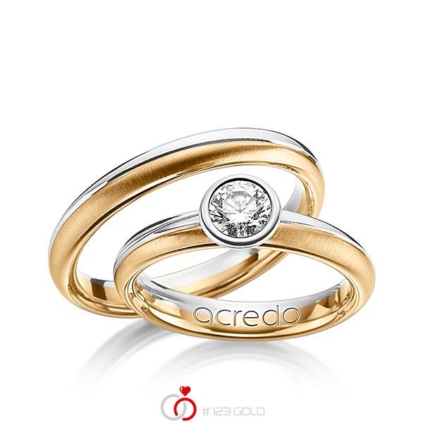 Set Bicolor trouwringen in palladium 950 roségoud 18 kt. met 0,5 ct. Briljanten tw/si van acredo - A-1206-2 Set Bicolor trouwringen in palladium 950 roségoud 18 kt. met 0,5 ct. Briljanten tw/si van acredo - A-1206-2