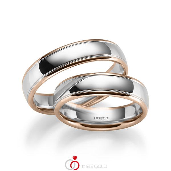 Set Bicolor trouwringen in roodgoud 14 kt. witgoud 14 kt. van acredo - S-1287-1 Set Bicolor trouwringen in roodgoud 14 kt. witgoud 14 kt. van acredo - S-1287-1