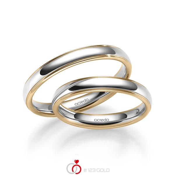 Set Bicolor trouwringen in roségoud 14 kt. witgoud 14 kt. van acredo - S-1283-4 Set Bicolor trouwringen in roségoud 14 kt. witgoud 14 kt. van acredo - S-1283-4