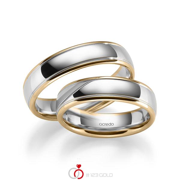 Set Bicolor trouwringen in roségoud 14 kt. witgoud 14 kt. van acredo - S-1287-3 Set Bicolor trouwringen in roségoud 14 kt. witgoud 14 kt. van acredo - S-1287-3