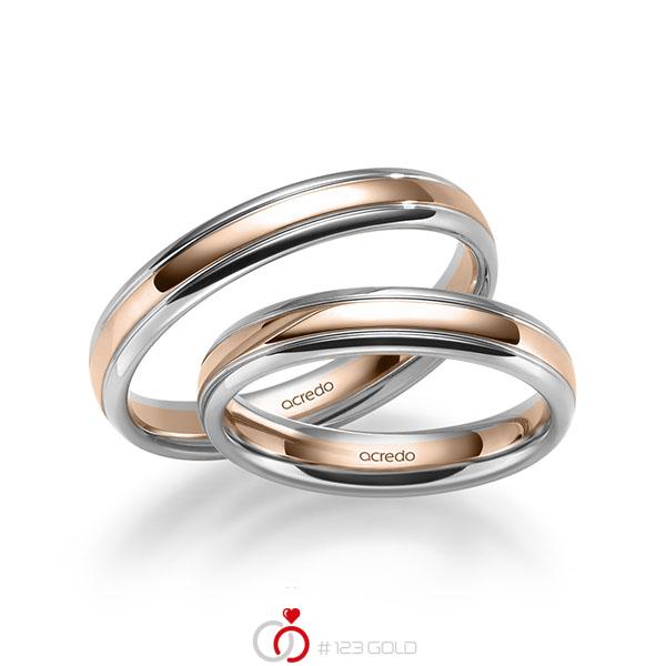 Set Bicolor trouwringen in witgoud 14 kt. roodgoud 14 kt. van acredo - S-1284-3 Set Bicolor trouwringen in witgoud 14 kt. roodgoud 14 kt. van acredo - S-1284-3