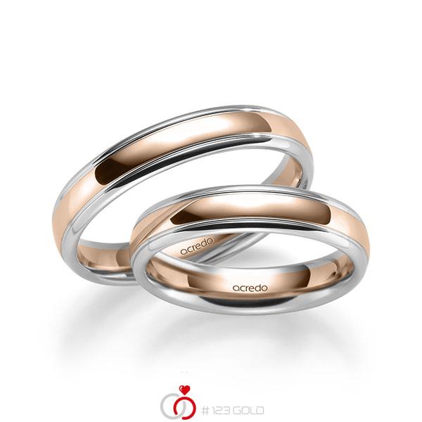 Set Bicolor trouwringen in witgoud 14 kt. roodgoud 14 kt. van acredo - S-1285-3 Set Bicolor trouwringen in witgoud 14 kt. roodgoud 14 kt. van acredo - S-1285-3