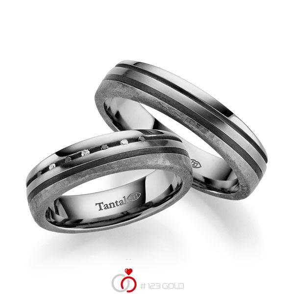 Set Carbon trouwringen in Tantalum met in totaal 0,035 ct. Briljant tw/si Zwart - UQ-1080-1 Set Carbon trouwringen in Tantalum met in totaal 0,035 ct. Briljant tw/si Zwart - UQ-1080-1