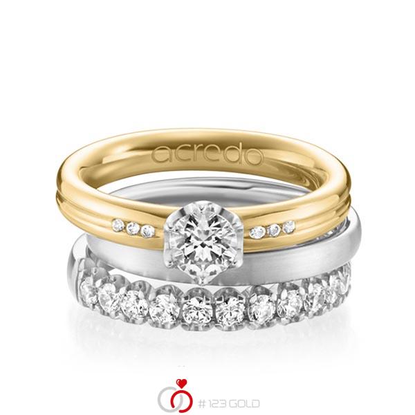 Set in geelgoud 14 kt. met 0,5 ct. + in totaal 0,748 ct. Briljanten & Briljant tw/si tw,vs van acredo - A-1235-2 Set in geelgoud 14 kt. met 0,5 ct. + in totaal 0,748 ct. Briljanten & Briljant tw/si tw,vs van acredo - A-1235-2