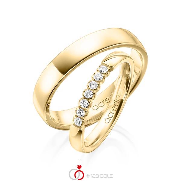 Set in geelgoud 14 kt. met in totaal 0,14 ct. Briljant tw,vs van acredo - A-1310-2 Set in geelgoud 14 kt. met in totaal 0,14 ct. Briljant tw,vs van acredo - A-1310-2