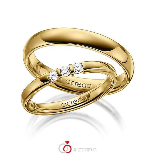 Set in geelgoud 14 kt. met in totaal 0,15 ct. Briljant tw,vs van acredo - A-1308-2 Set in geelgoud 14 kt. met in totaal 0,15 ct. Briljant tw,vs van acredo - A-1308-2