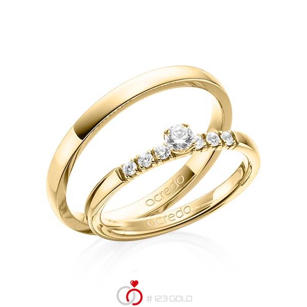 Set in geelgoud 14 kt. met in totaal 0,27 ct. Briljanten tw/si van acredo - A-1383-3 Set in geelgoud 14 kt. met in totaal 0,27 ct. Briljanten tw/si van acredo - A-1383-3