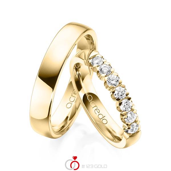 Set in geelgoud 14 kt. met in totaal 0,49 ct. Briljant tw,vs van acredo - A-1312-2 Set in geelgoud 14 kt. met in totaal 0,49 ct. Briljant tw,vs van acredo - A-1312-2