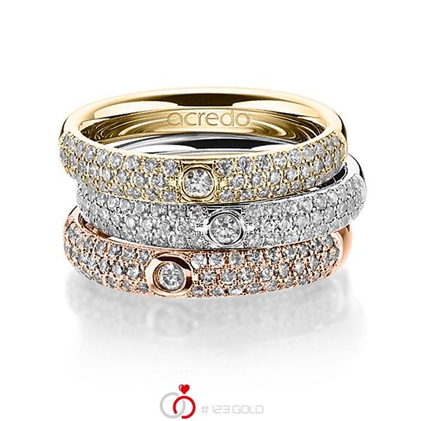 Set in geelgoud 14 kt. met in totaal 1,476 ct. Briljant tw/si van acredo - A-1448-1 Set in geelgoud 14 kt. met in totaal 1,476 ct. Briljant tw/si van acredo - A-1448-1