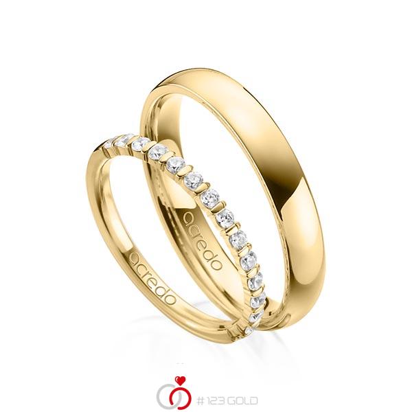 Set in Gelbgold 585 halbausgefasst mit zus. 0,39 ct. Brillant tw, vs von acredo - A-1365-8 Set in Gelbgold 585 halbausgefasst mit zus. 0,39 ct. Brillant tw, vs von acredo - A-1365-8