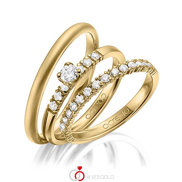 Set in Gelbgold 585 halbausgefasst mit zus. 0,59 ct. Brillant tw, si von acredo - A-1431-5 Set in Gelbgold 585 halbausgefasst mit zus. 0,59 ct. Brillant tw, si von acredo - A-1431-5