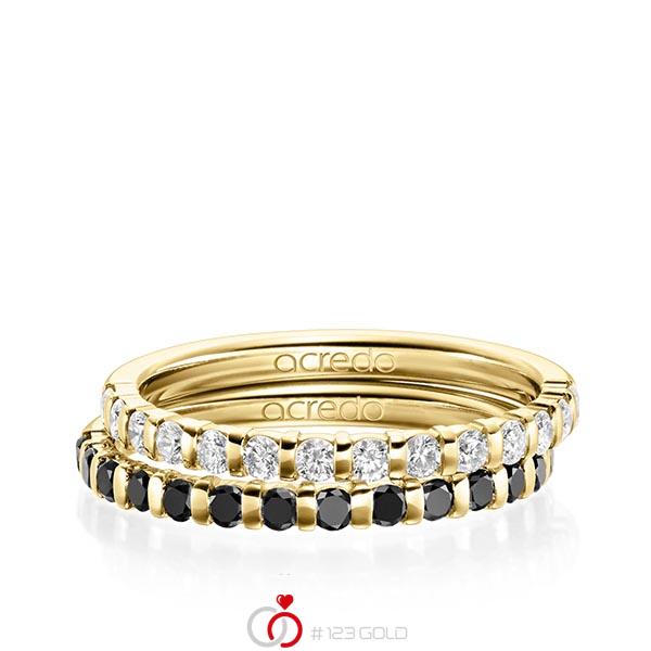 Set in Gelbgold 585 halbausgefasst mit zus. 0,78 ct. Brillant tw, vs schwarz von acredo - A-1982-3 Set in Gelbgold 585 halbausgefasst mit zus. 0,78 ct. Brillant tw, vs schwarz von acredo - A-1982-3