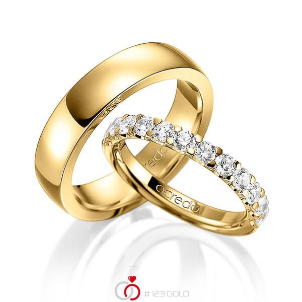 Set in Gelbgold 585 halbausgefasst mit zus. 1,08 ct. Brillant tw, vs von acredo - A-1576-2 Set in Gelbgold 585 halbausgefasst mit zus. 1,08 ct. Brillant tw, vs von acredo - A-1576-2