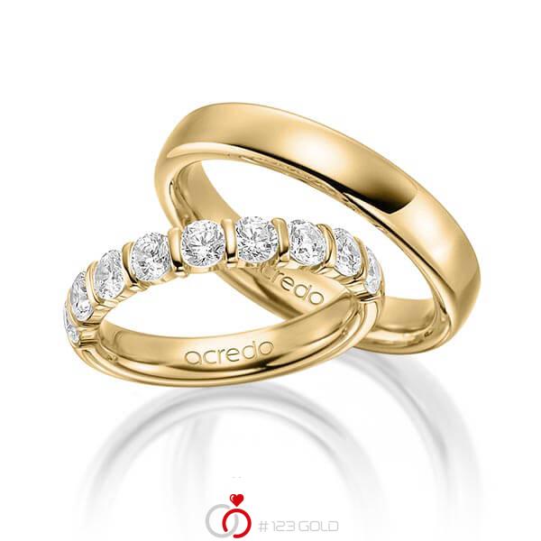 Set in Gelbgold 585 halbausgefasst mit zus. 1,35 ct. Brillant tw, vs von acredo - A-1575-2 Set in Gelbgold 585 halbausgefasst mit zus. 1,35 ct. Brillant tw, vs von acredo - A-1575-2