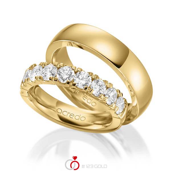 Set in Gelbgold 585 halbausgefasst mit zus. 1,35 ct. Brillant tw, vs von acredo - A-1583-2 Set in Gelbgold 585 halbausgefasst mit zus. 1,35 ct. Brillant tw, vs von acredo - A-1583-2