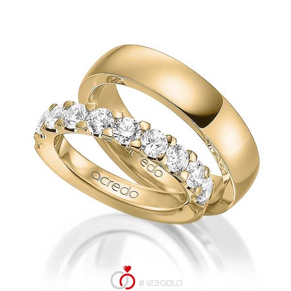 Set in Gelbgold 585 halbausgefasst mit zus. 1,6 ct. Brillant tw, vs von acredo - A-1577-3 Set in Gelbgold 585 halbausgefasst mit zus. 1,6 ct. Brillant tw, vs von acredo - A-1577-3