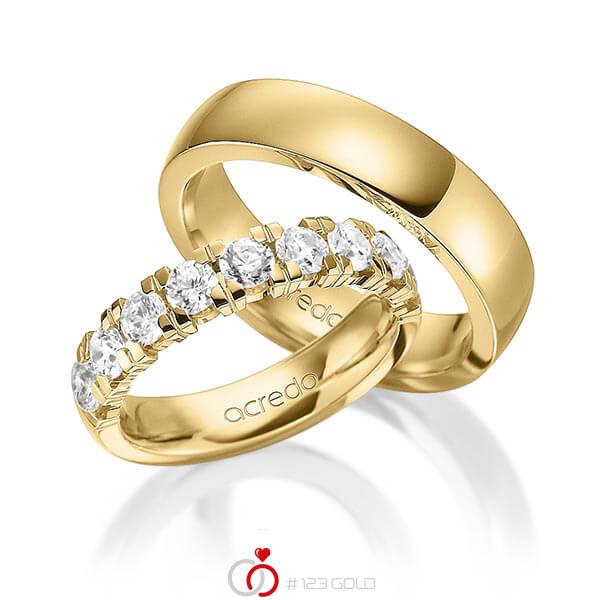 Set in Gelbgold 585 halbausgefasst mit zus. 1,8 ct. Brillant tw, vs von acredo - A-1585-2 Set in Gelbgold 585 halbausgefasst mit zus. 1,8 ct. Brillant tw, vs von acredo - A-1585-2