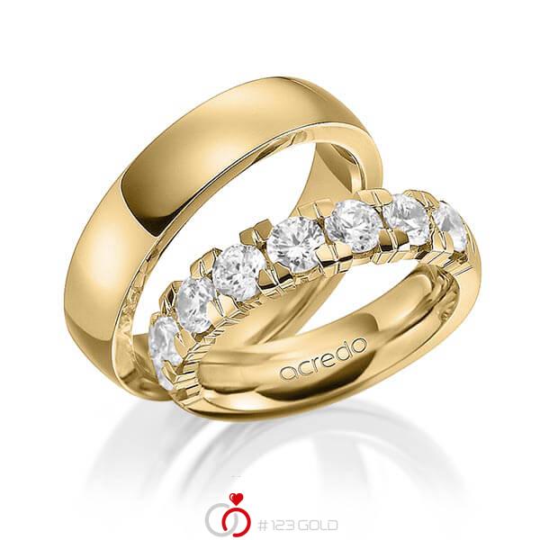 Set in Gelbgold 585 halbausgefasst mit zus. 2 ct. Brillant tw, vs von acredo - A-1586-2 Set in Gelbgold 585 halbausgefasst mit zus. 2 ct. Brillant tw, vs von acredo - A-1586-2