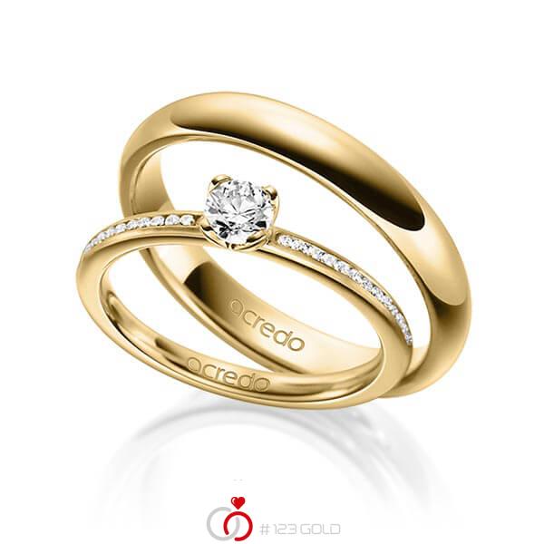 Set in Gelbgold 585 mit 0,3 ct. + zus. 0,13 ct. Brillant tw, si von acredo - A-1601-2 Set in Gelbgold 585 mit 0,3 ct. + zus. 0,13 ct. Brillant tw, si von acredo - A-1601-2