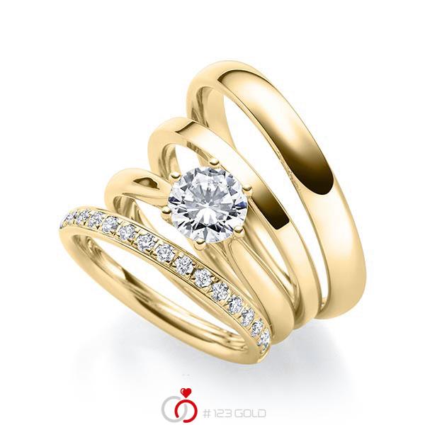 Set in Gelbgold 585 mit 0,4 ct. + zus. 0,26 ct. Brillant tw, si von Steinberg - Q-1579-2 Set in Gelbgold 585 mit 0,4 ct. + zus. 0,26 ct. Brillant tw, si von Steinberg - Q-1579-2